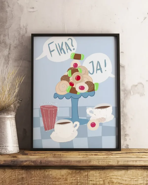 Svensk Fika - Poster - Grafisk konst - Ramexempel