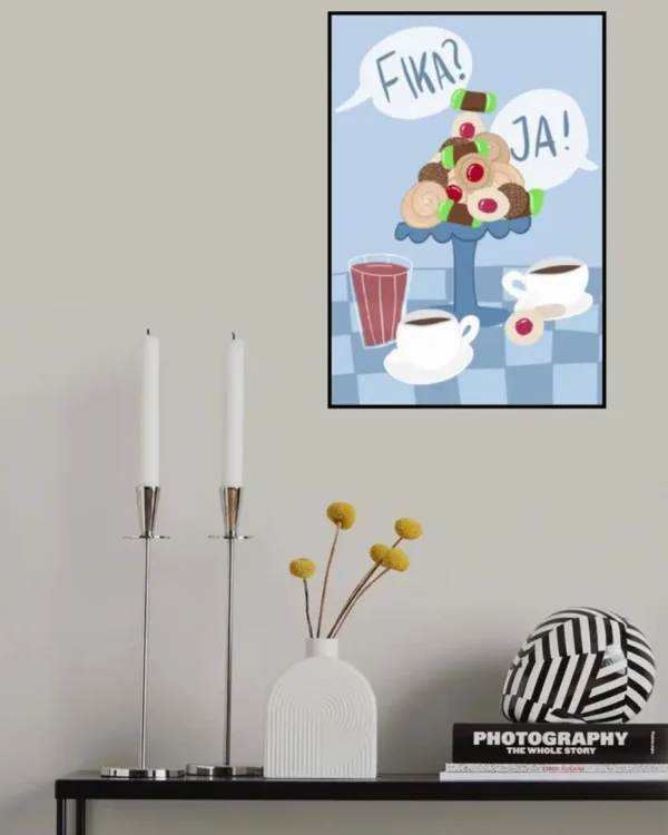 Svensk Fika - Poster - Grafisk konst - Ramexempel