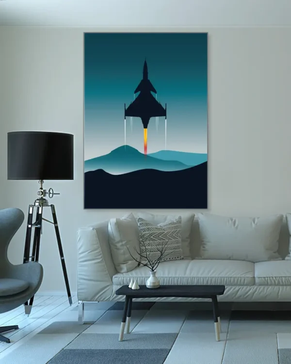 SAAB JAS 39 Gripen Afterburner - Poster - Ramexempel 100x140 cm