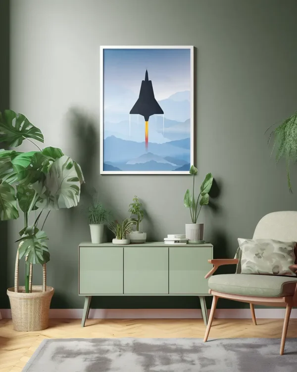 SAAB 35 Draken Afterburner - Grafisk poster - Ramexempel