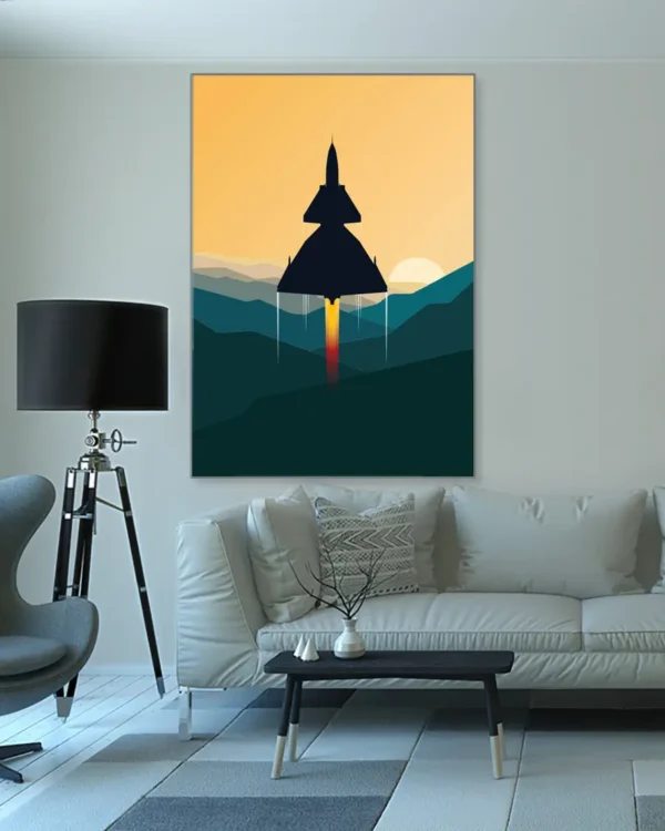 SAAB 37 Viggen Afterburner - Poster - Ramexempel 100x140 cm