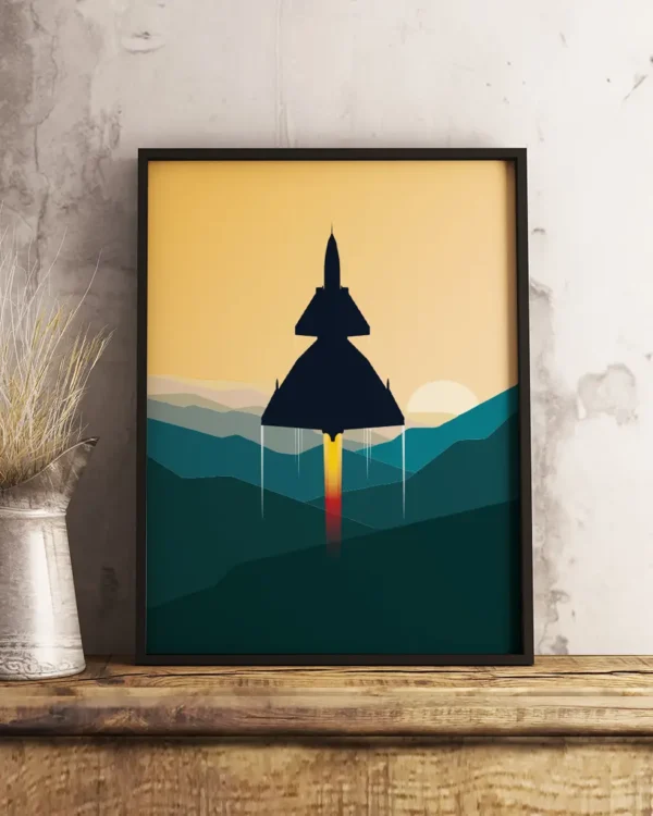 SAAB 37 Viggen Afterburner - Grafisk Poster - Ramexempel