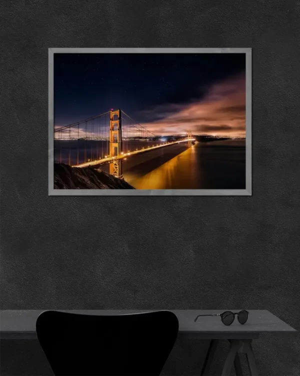 Golden Gate To Stars - Poster - Fotografi - Ramexempel