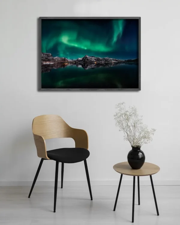 Lofoten Aurora Reflection - Poster - Fotografi - Ramexempel