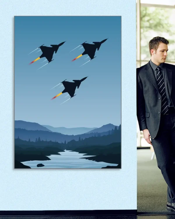 Fly By - Formationsflyg med SAAB JAS Gripen - Poster - Ramexempel 100x140 cm
