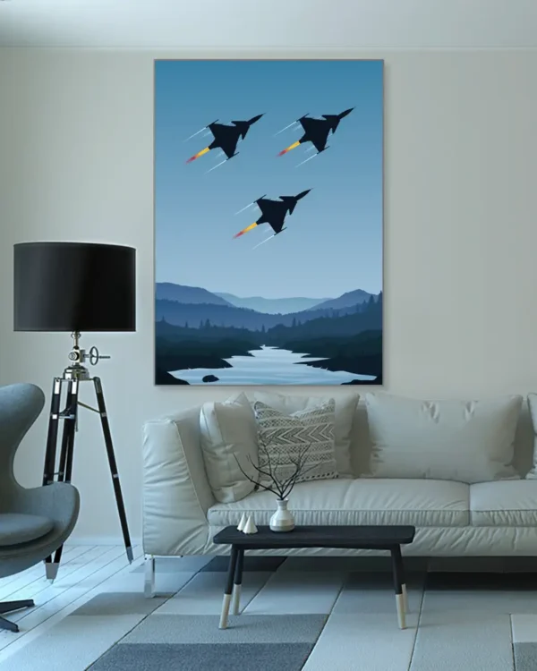 Fly By - Formationsflyg med SAAB JAS Gripen - Poster - Ramexempel 100x140 cm