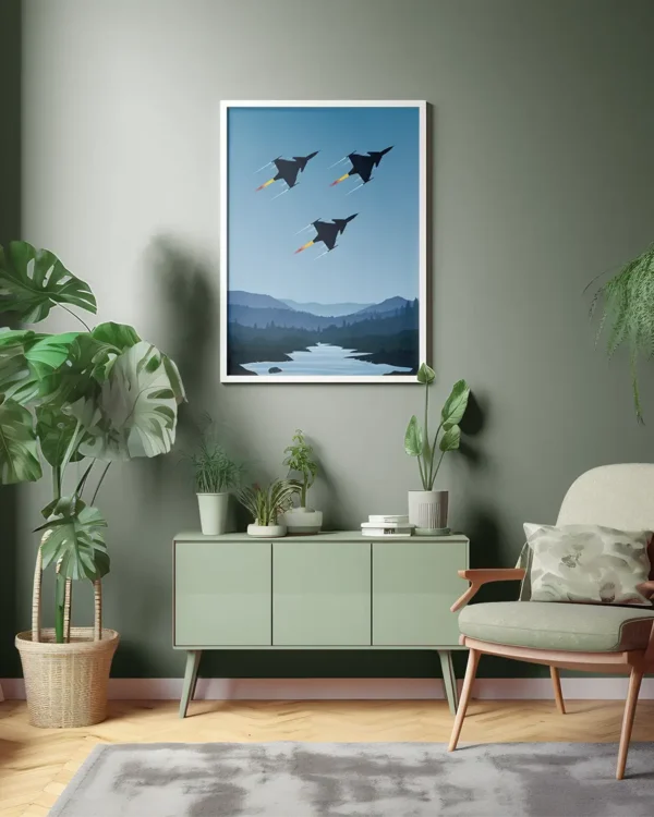 Fly By - Formationsflyg med SAAB JAS 39 Gripen - Poster - Ramexempel