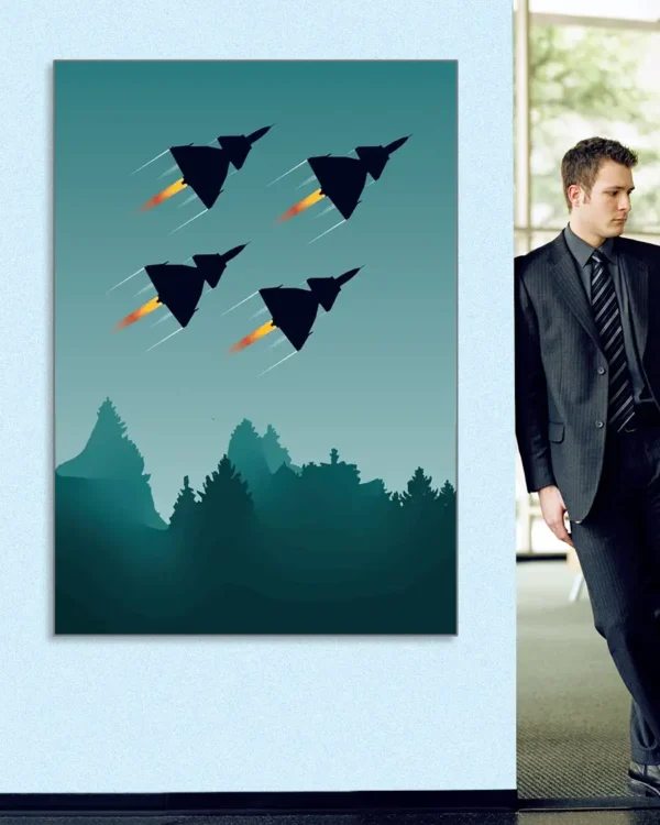 Fly By - Formationsflyg med SAAB 37 Viggen - Poster - Ramexempel 100x140 cm