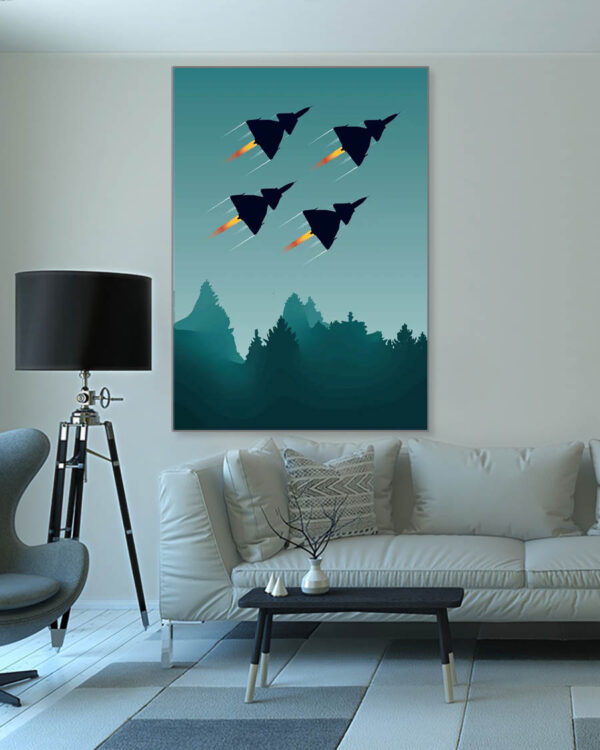 Fly By - Formationsflyg med SAAB 37 Viggen - Poster - Ramexempel 100x140 cm
