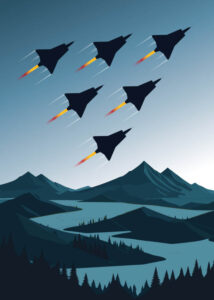 Fly By - Formationsflyg med SAAB 35 Draken - Poster