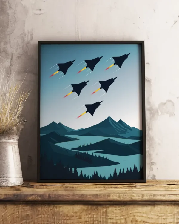 Fly By - Formationsflyg med SAAB 35 Draken - Poster - Ramexempel