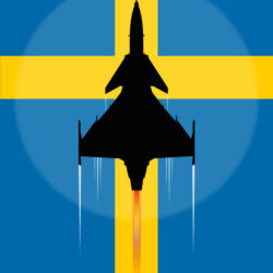 SAAB JAS 39 Gripen - Svensk flagga - Poster - Grafisk konst