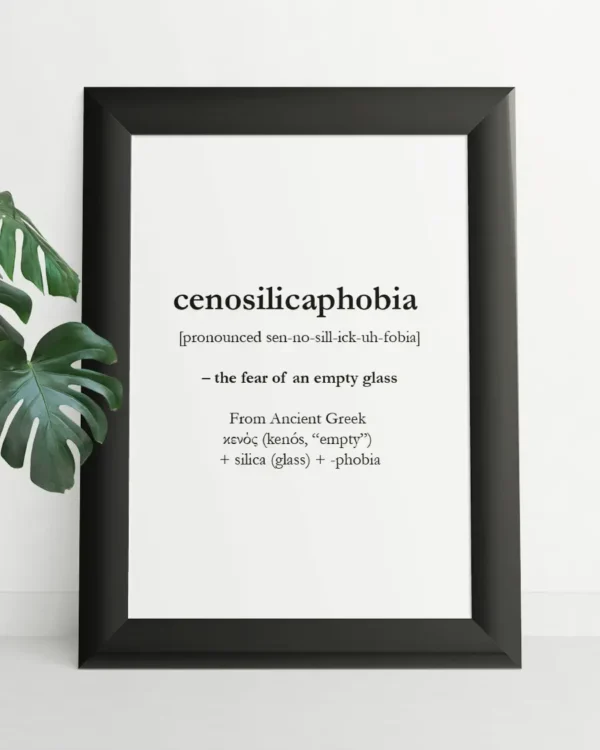 Cenosilicaphobia - Poster - Texttavla - Ramexempel