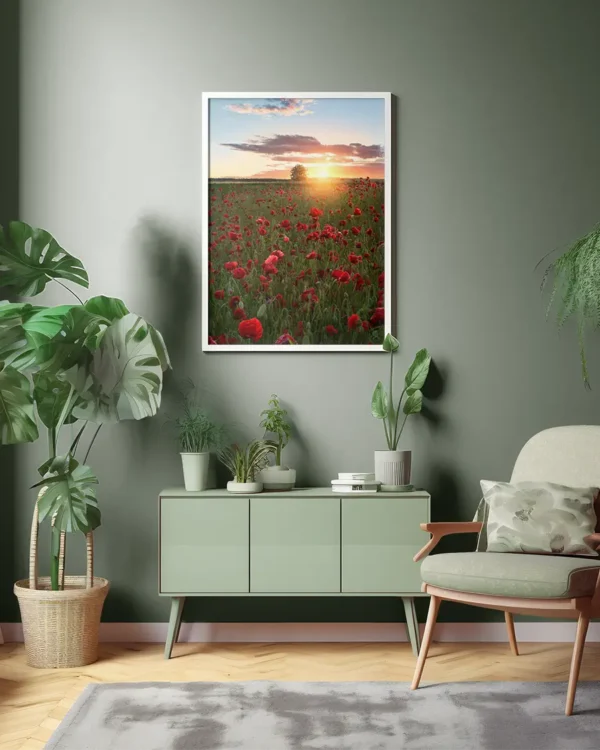 Poppy Fields Of Sweden - Poster - Fotografi - Ramexempel