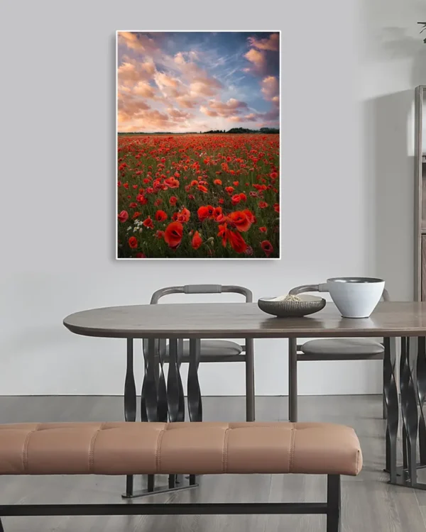 Poppy Field In Sweden - Poster - Fotografi - Ramexempel