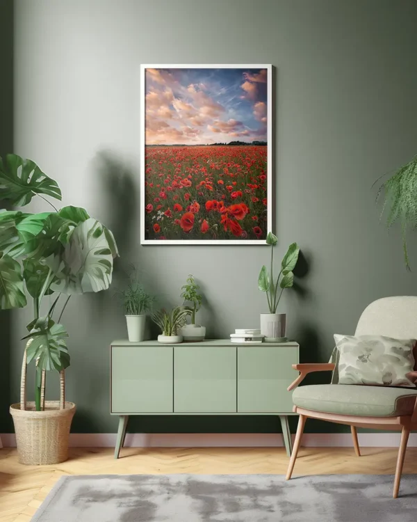 Poppy Field In Sweden - Poster - Fotografi - Ramexempel