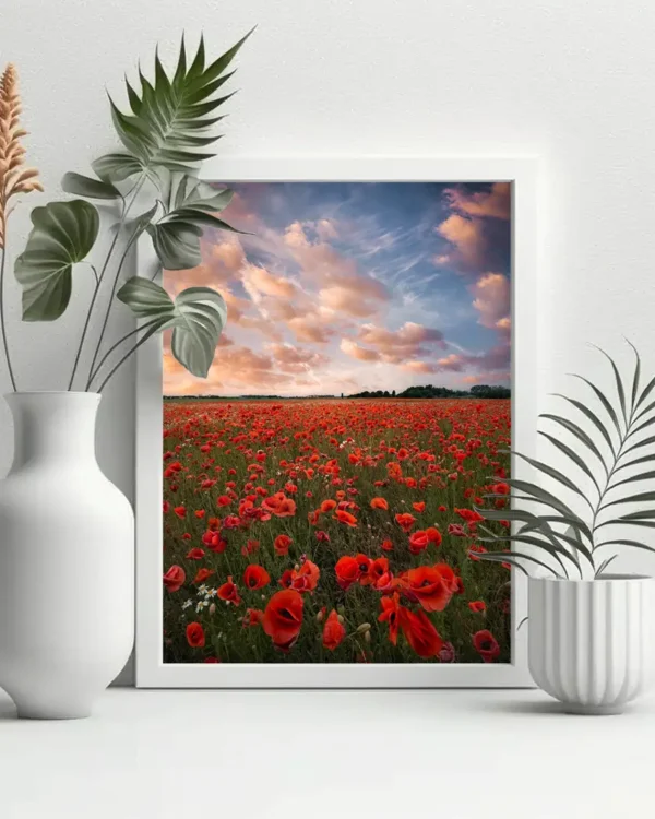 Poppy Field In Sweden - Poster - Fotografi - Ramexempel