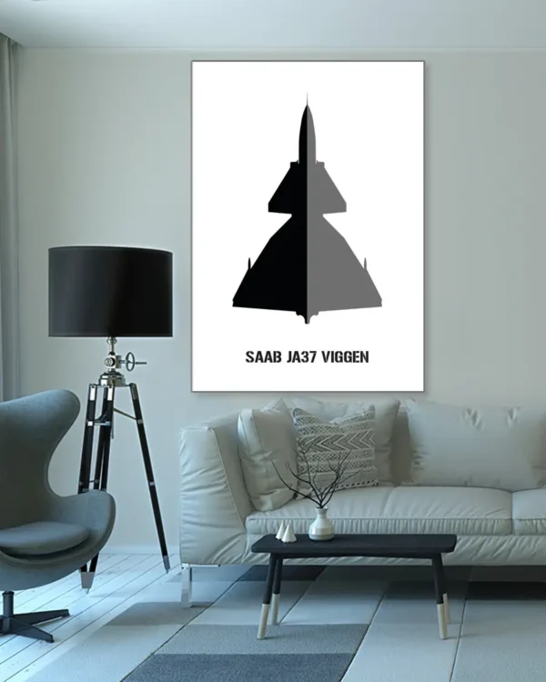 SAAB JA37 Viggen Poster - Ramexempel 100x140 cm