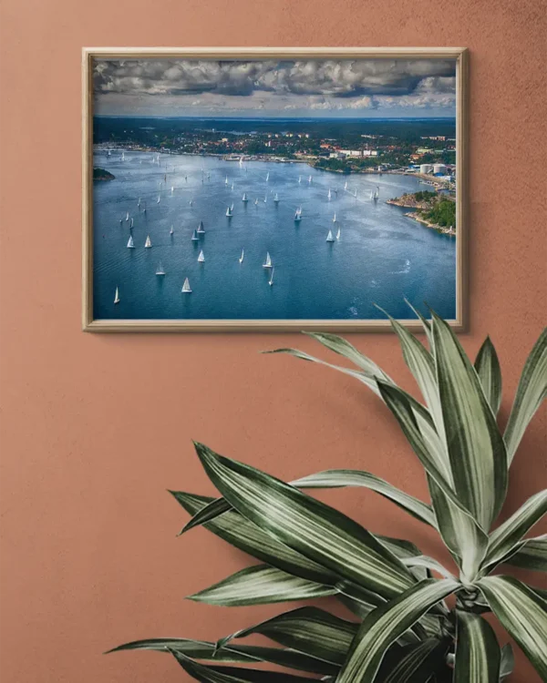 Regatta i Nynäshamn - Poster - Flygfoto - Ramexempel