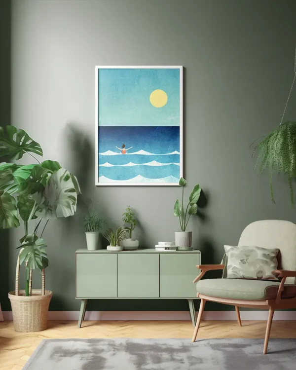 Sea Swim II - Poster - Grafisk konst - Ramexempel