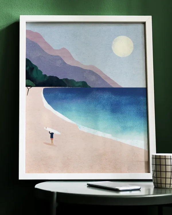 Surf Beach - Poster - Grafisk konst - Ramexempel