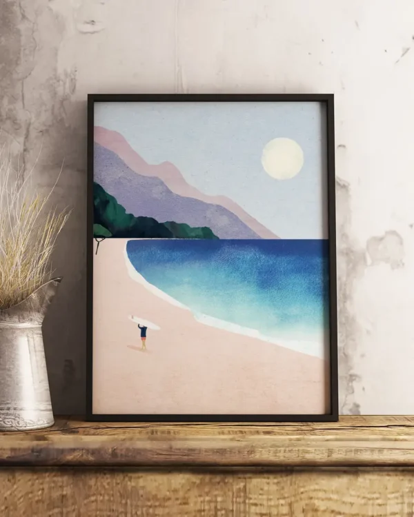 Surf Beach - Poster - Grafisk konst - Ramexempel