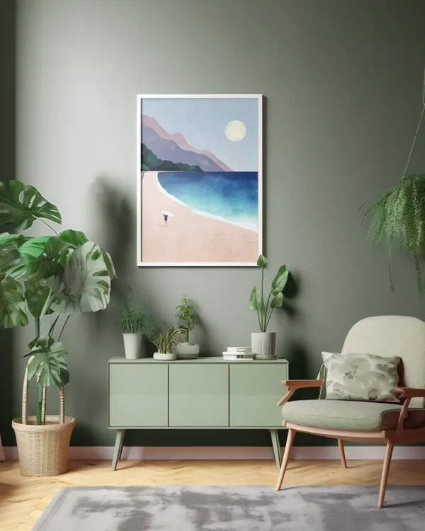 Surf Beach - Poster - Grafisk konst - Ramexempel