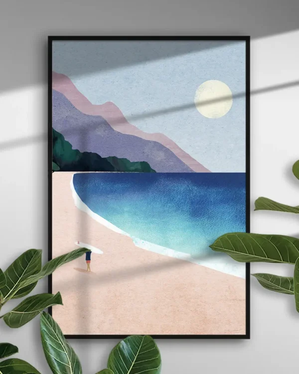 Surf Beach - Poster - Grafisk konst - Ramexempel