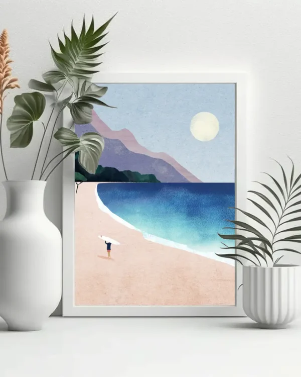 Surf Beach - Poster - Grafisk konst - Ramexempel