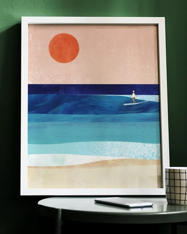 Surf Girl - Poster - Grafisk konst - Ramexempel