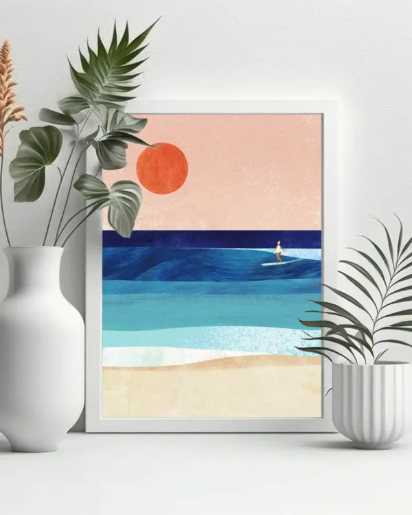 Surf Girl - Poster - Grafisk konst - Ramexempel