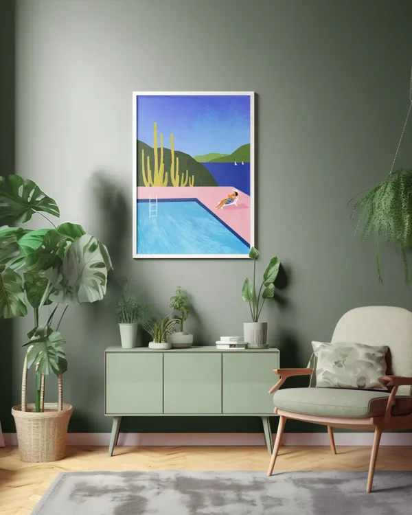 Swimming Pool - Poster - Grafisk konst - Ramexempel