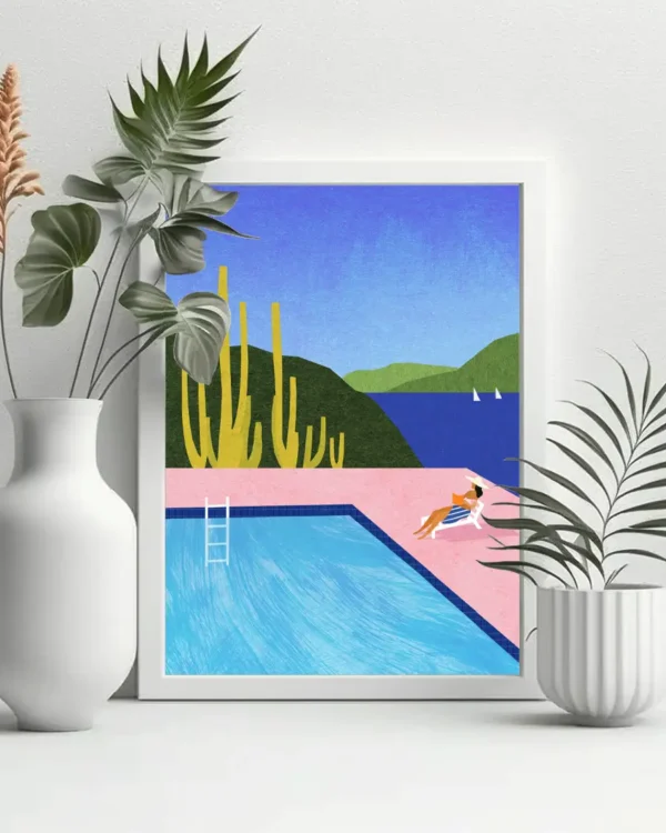 Swimming Pool - Poster - Grafisk konst - Ramexempel