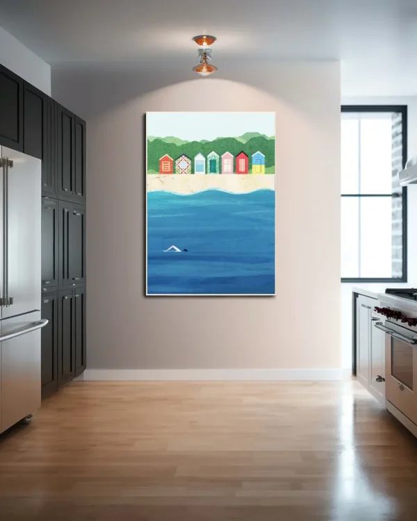 Beach Huts - Poster - Grafisk konst - Ramexempel