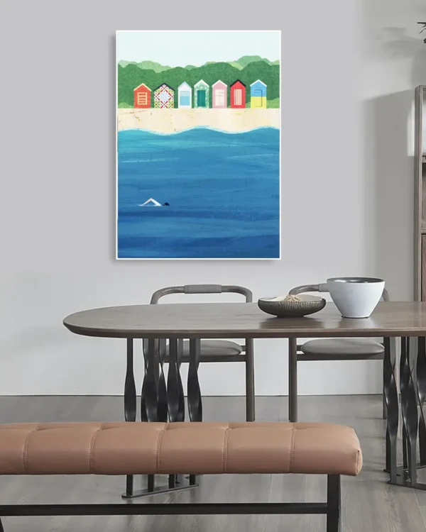 Beach Huts - Poster - Grafisk konst - Ramexempel