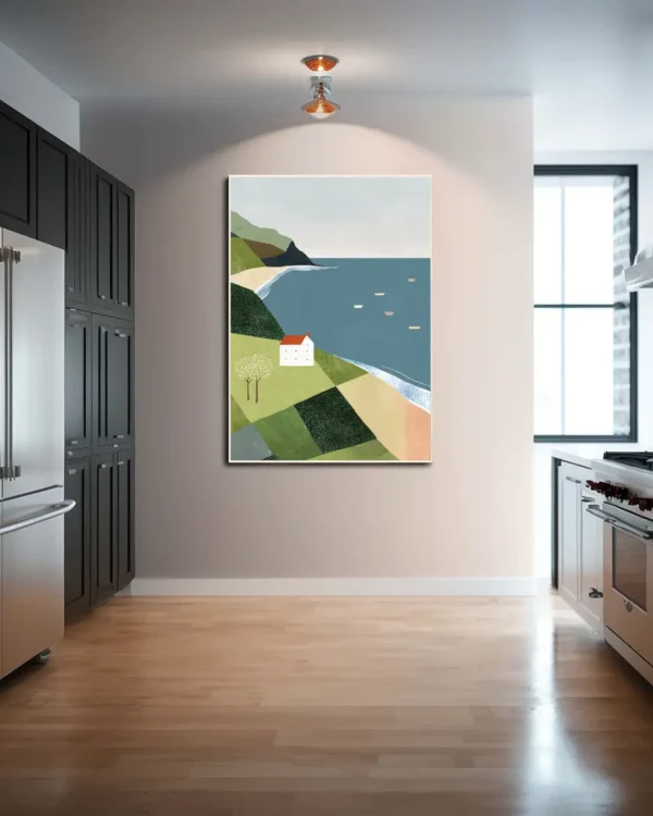 House on the Cliff - Poster - Grafisk konst - Ramexempel