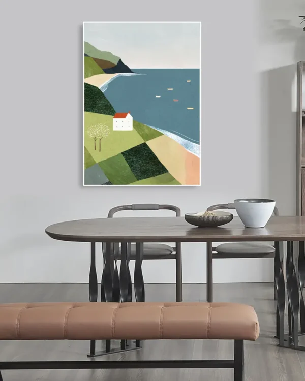 House on the Cliff - Poster - Grafisk konst - Ramexempel