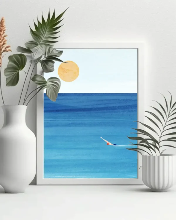 Sea Swim - Poster - Grafisk konst - Ramexempel