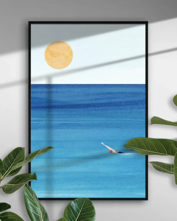 Sea Swim - Poster - Grafisk konst - Ramexempel