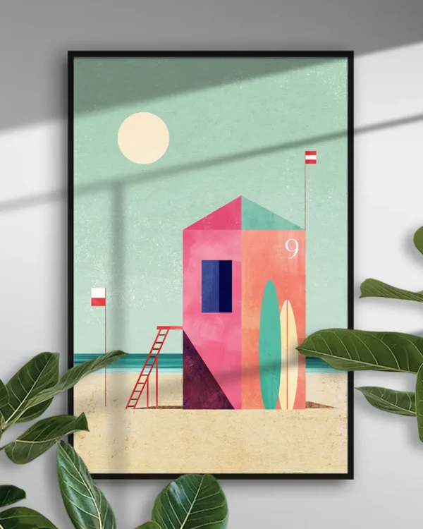 Surf Hut - Poster - Grafisk konst - Ramexempel