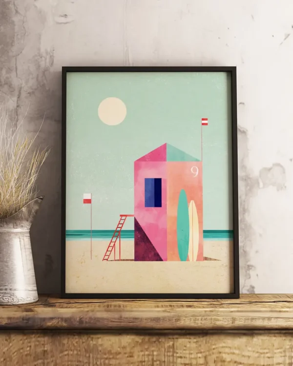Surf Hut - Poster - Grafisk konst - Ramexempel
