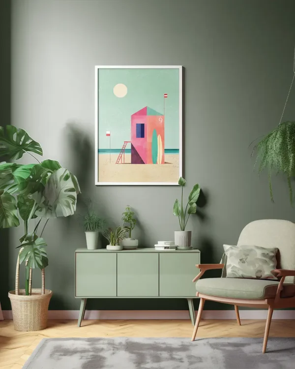 Surf Hut - Poster - Grafisk konst - Ramexempel