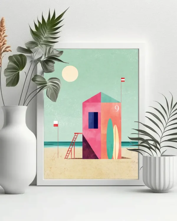 Surf Hut - Poster - Grafisk konst - Ramexempel
