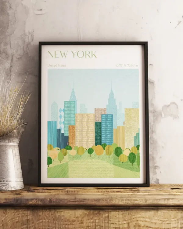 New York, Central Park - Poster - Grafisk konst - Ramexempel