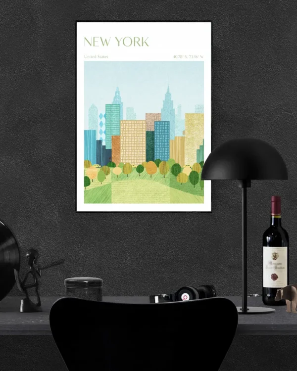 New York, Central Park - Poster - Grafisk konst - Ramexempel
