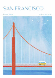San Francisco, Golden Gate Bridge - Poster - Grafisk konst