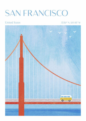 San Francisco, Golden Gate Bridge - Poster - Grafisk konst