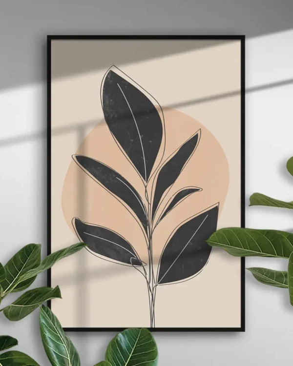 Black Abstract Plant - Poster - Grafisk konst - Ramexempel