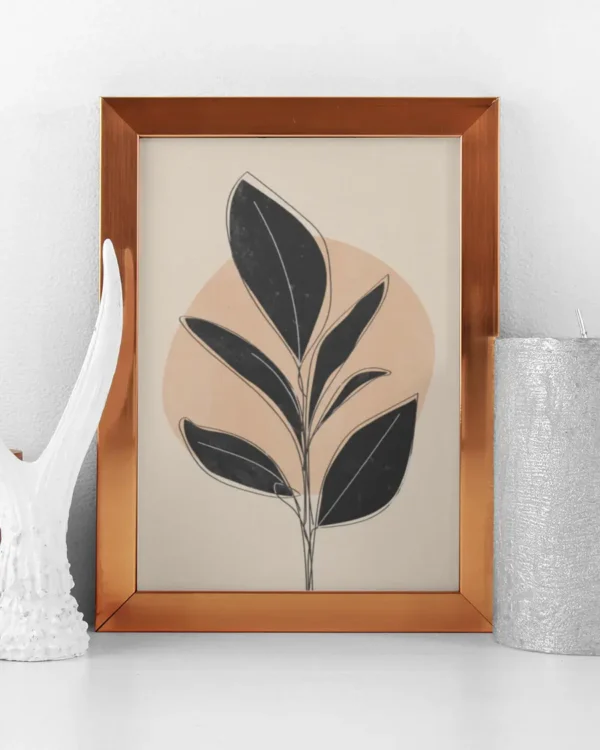 Black Abstract Plant - Poster - Grafisk konst - Ramexempel