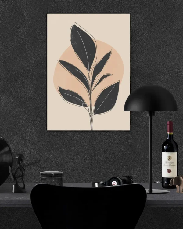 Black Abstract Plant - Poster - Grafisk konst - Ramexempel